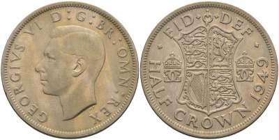 Великобритания 1/2 кроны 1949 Георг VI (1936-1952) KM 879, Spink 4106 медно-никель 4367-1232