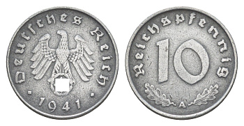 Германия 10 рейхспфеннигов 1941 A KM 101, J. 371 цинк 4164-1058