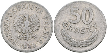 Польша 50 грошей 1949 KM 44а, Parchimowicz 209b алюминий 4132-142