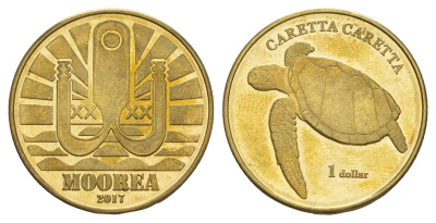 Французская Полинезия (Муреа) 1 доллар 2017 латунь BU 4646-1132