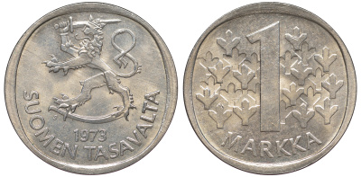Финляндия 1 марка 1973 S KM 49а медно-никель UNC 259-423