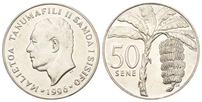 Самоа 50 сене 1996 Малиетоа Танумафили II (1962-2010) KM 17 медно-никель UNC 4583-623