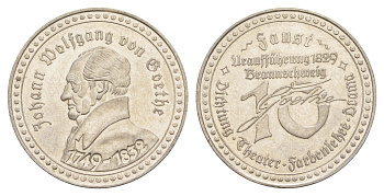 Германия медаль - Иоганн Вольфганг фон Гёте ND (1982) диаметр 27 мм, вес 4,8 гр никель сталь 4175-311