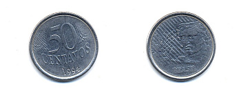 БРАЗИЛИЯ 50 СЕНТАВО 1994 ГОЛОВА СВОБОДЫ KM 635 нержавеющая сталь aUNC 76-832