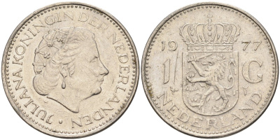 Нидерланды 1 гульден 1977 Юлиана (1948-1980) KM 184a никель 4175-312