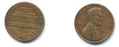 США 1 ЦЕНТ 1970 D, ЛИНКОЛЬН KM 201 медь цинк 179-317