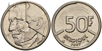 Бельгия 50 франков 1987 Belgique, Бодуэн I (1951-1993) KM 168 никель 4601-113