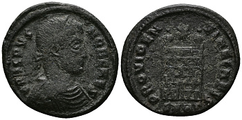 Римская Империя нуммий 324 - 325 Крисп PROVIDENTIAE CAESS Гераклея Very fine (степень редкости R4) RIC 75 бронза 1073-6-54