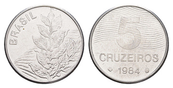 Бразилия 5 крузейро 1984 KM 591 нержавеющая сталь UNC 4644-528