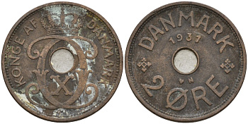 Дания 2 эре 1931 Кристиан X (1912-1947) KM 827 бронза 4147-467