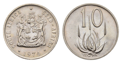 ЮАР 10 центов 1974 KM 85 никель UNC 4679-158