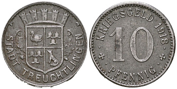 Тройхтлинген (Бавария) 10 пфеннигов 1918 Funck 547 железо 4380-314