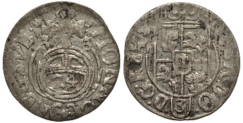 Польша, Эльблонг 1/24 талера 1633 Шведское правление, Густав Адольф II, вес 0,76 гр. KM 41 серебро 1516-632