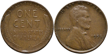 США 1 ЦЕНТ 1953 ЛИНКОЛЬН KM А132 медь цинк 37-214