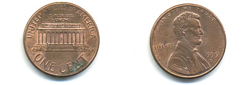 США 1 цент 1999 D, Авраам Линкольн KM 201b цинк плакированный медью 179-523