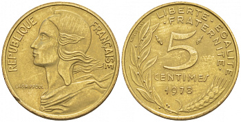 ФРАНЦИЯ 5 САНТИМОВ 1978 ТИП MARIANNE KM 933 медь алюминий никель 4547-1123