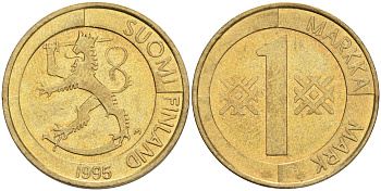 ФИНЛЯНДИЯ 1 МАРКА 1995 M KM 76 алюминиевая бронза 4556-717