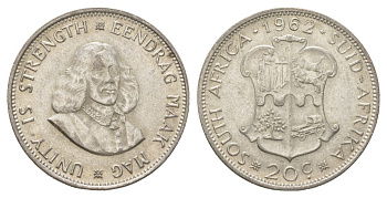 ЮАР 20 центов 1962 KM 61 серебро UNC 4622-735