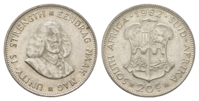 ЮАР 20 центов 1962 KM 61 серебро UNC 4622-735