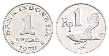 Индонезия 1 рупия 1970 птичка KM 20 алюминий UNC 4582-1127