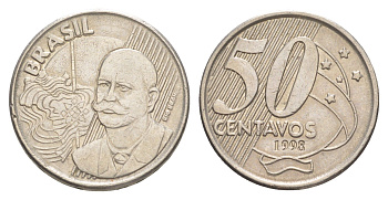 Бразилия 50 сентаво 1998 KM 651 медно-никель 4642-1137