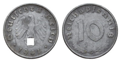 Германия 10 рейхспфеннигов 1941 G KM 101, J. 371 цинк 4636-425