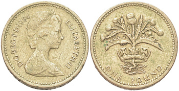 Великобритания 1 фунт 1984 Елизавета II (1952-2022) KM 934, Spink 4222 никель латунь 4128-747