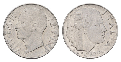 Италия 20 чентезимо 1941 KM 75b нержавеющая сталь 4674-664