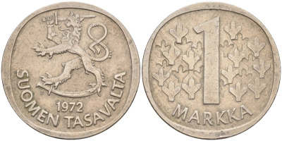 Финляндия 1 марка 1972 KM 49а медно-никель 4586-652