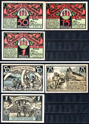 Везенберг в Мекленбурге (Мекленбург-Стрелиц) набор из 3 нотгельдов 1921 2193-52-1-1