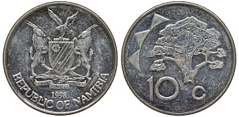 Намибия 10 центов 1998 дерево KM 2 никелированная сталь 4163-927