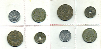 Греция набор из 4 монет ND для туристов, 5 драхм 1930, 10 лепта 1912, 20 лепта 1973, 2 драхмы 1926, в буклете 7-4-2-26