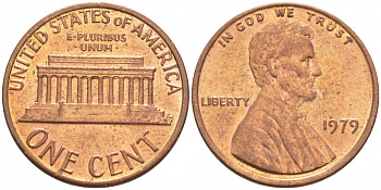 США 1 ЦЕНТ 1979 KM 201 ЛИНКОЛЬН медь цинк UNC 3309-241