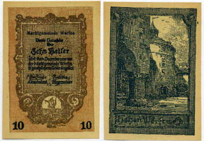 Австрия, Верфен 10 геллеров 1920 31 декабря 1920, нотгельд, ярмарочная коммуна в земле Зальцбург   бумага  UNC (пресс) 7221-33-2-1