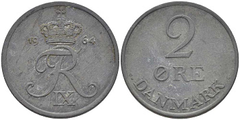 ДАНИЯ 2 ЭРЕ 1964 C; S, ФРЕДЕРИК IX (1947-1972) KM 840.2 цинк 67-357