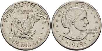 США 1 доллар 1979 P, Сьюзен Энтони KM 207 медь плакированная медно-никелем 34-211