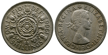 Великобритания 2 шиллинга (флорин) 1966 Елизавета II (1952-2022) KM 906, Spink 4146 медно-никель 4382-623