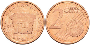 СЛОВЕНИЯ 2 ЕВРОЦЕНТА 2007 КНЯЖЕСКИЙ КАМЕНЬ ВЛАСТИ KM 69 сталь плакированная медью UNC 214-368