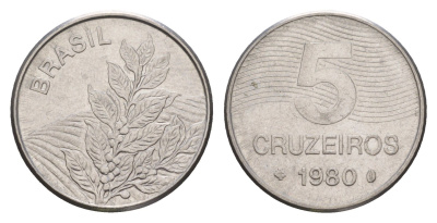 Бразилия 5 крузейро 1980 кофе KM 591 нержавеющая сталь 4655-1124