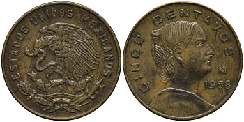 Мексика 5 сентаво 1968 Мо, Жозефа Ортис де Домингес KM 426 латунь 4576-1215