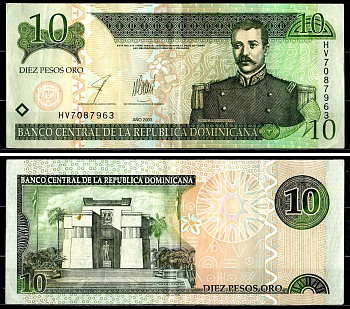 Доминикана, Доминиканская республика 10 песо 2003 Pick 168 c бумага 8606-47-3-1