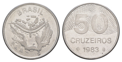 Бразилия 50 крузейро 1983 KM 594.1 нержавеющая сталь UNC 4642-1233