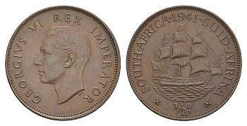 ЮАР 1/2 пенни 1941 Георг VI (1936-1952) KM 24 бронза 4178-754
