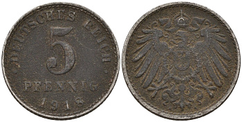 Германия 5 пфеннигов 1918 A KM 19, J. 297 железо 4151-612