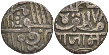 Индия, Наванагар (Nawanagar) 1 кори (kori) АН(9)78 стиль 1570-1850, frozen, вес 4,29 гр. KM 5 серебро 4112-531