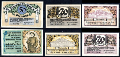 Бланкенезе (Пруссия, Шлезвиг-Гольштейн) полный набор из 3 нотгельдов (20 и 50 пфеннигов) 1921 Mehl Grabowski 115.2 бумага UNC (пресс) 7556-52-2-1