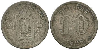 Швеция 10 эре 1898 EB, Оскар II (1872-1907) KM 755 серебро 4611-358