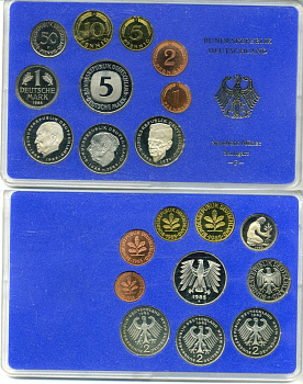 ФРГ государственный набор из 10 монет 1985 F    PROOF  3-5-3-13
