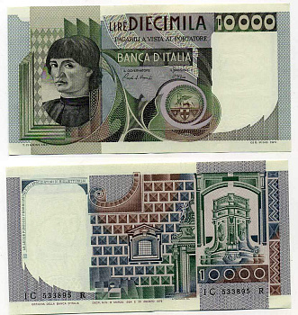 Италия 10000 лир 1984 Мужской портрет Андреа дель Кастаньо Pick 106c 7204-28-3
