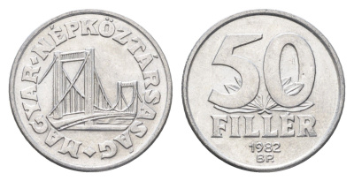 Венгрия 50 филлеров 1982 BP мост Елизаветы в Будапеште KM 574 алюминий UNC 4668-263